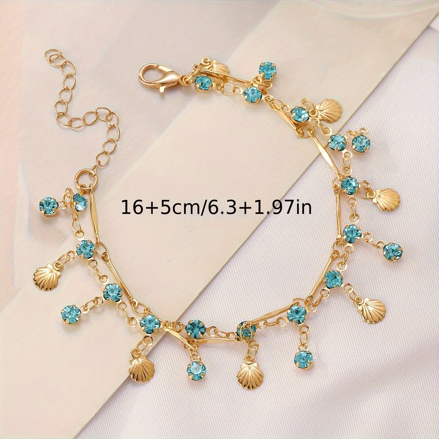 Women's Beach Accessory Set Golden Shell & Turquoise Beads